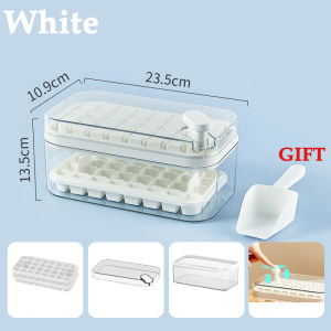 Lce Cube Tray Push Lid Korea / Cetakan Es Batu Tekan Wadah Transparan Cetakan Es Batu 64 Grid 2 Tray Wadah Transparan / Ice Cube Maker Dengan Press Handle Sekali Tekan