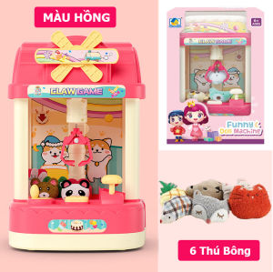 FREESHIP MAX - Máy gắp thú bông mini cho bé có nhạc và đèn có sẵn gấu bông kèm cáp sạc dùng nguồn điện trực tiếp tiết kiệm pin