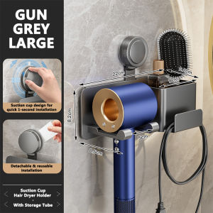 Kitchenut Pemegang Pengering Rambut Wall Mounted Hair Dryer Holder Bathroom Hair Dryer Organizer Punch-free Shaver Storage