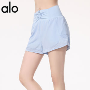 ALO- Anti-Exposure Sports Shorts for Women Pleated High-Waist Loose Slimming Running Fitness Shorts Summer Outdoor Slimming Yoga Shorts  Al0-yoga