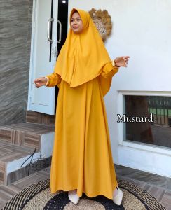 Gamis Umroh Set Wolfis Syari Kancing Busui/ Dress Wanita Set Hijab Syari Wolfis Azhari