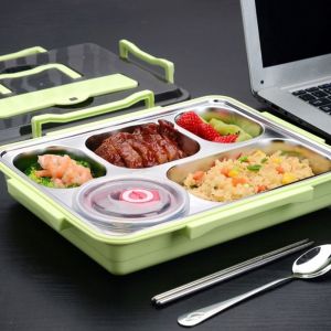 KODUS Microwavable Stainless Steel Lunch Box Leakproof Multi-Grid Food Container Nordic Style Food Grade Lunch Container Student School