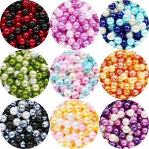 100Pcs 8mm Colorful ABS Imitation Pearls Beads Round Spacer Beads For DIY Bracelet Charms Necklace Jewelry Making