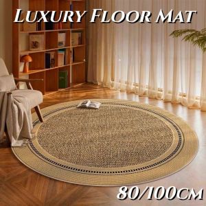Round Carpet High-grade Living Room Sofa Coffee Table Mat Cotton and Linen Knitting Bedroom Carpet