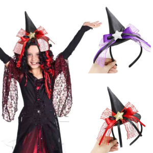 Cool Witch Hat Headband Birthday Party Cosplay with Glitter Headwear Hair Accessories Halloween Spooky Costume Hairband