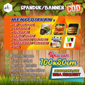 Spanduk Banner Size 150x75cm MENU MAKANAN Free Custom Design Dan ukuran