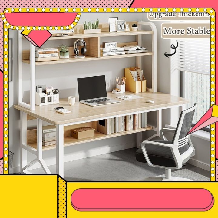 Computer Table with Book Shelf Solid Wood Study Writing Table Home ...