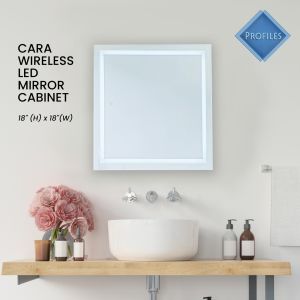 PROFILES Stainless Home Bathroom Wall Mirror Cabinet Wireless LED with 1 Layer Fixed Shelf