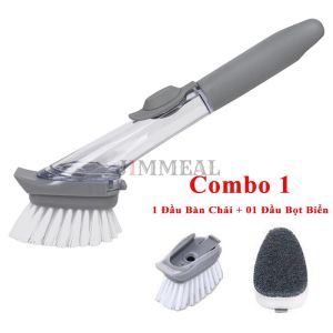 Bàn Chải Cọ Rửa Chén Bát Xoong Nồi Cây Cọ Chà Rửa Nồi Xoong 2in1 Có Chỗ Đựng Nước Rửa Chén