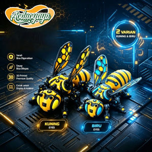 Vixplorn Mechanical Bee Figure 3d Printed Cyberpunk Model Art Toy Movable Joints Detachable Wings Desktop Display Rumah Tangga