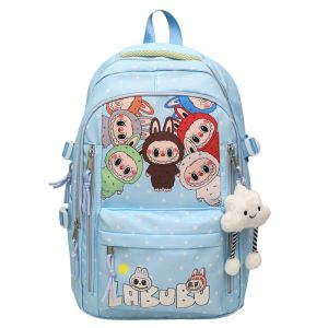 I know Cute Labubu Childrens Backpack for Students - Large Capacity Double Shoulder Bag for Girls (Perfect for Elementary and Junior High School)