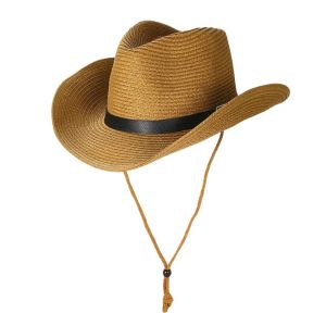 NAELIN Wide Brim Western Cowboy Hat UV Protection Breathable Straw Cap Fashion Casual Beach Cap Men Women
