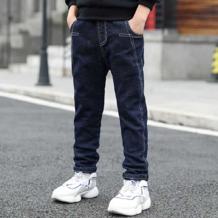 DIIMUU Autumn Fashion Boys Jeans Solid Casual Denim Pants Bottom