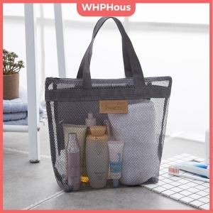 WHPHous Multifunction Mesh Beach Bag With Zipper Makeup Bag Kids Toys Swimming Pool Storage Bag Quick-Drying Bathroom Organizer