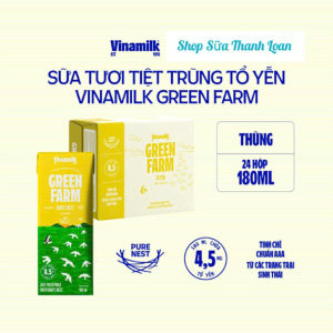 (HSD T6-2026) Thùng 24 Hộp Sữa Tươi Tiệt Trùng Chứa Tổ Yến Vinamilk Green Farm 180ml.