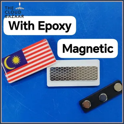 Malaysia Flag Badge Jalur Gemilang Pin Magnetic 5x2.5cm | Lencana Bendera Malaysia Pin Magnetik Patriotik Standard
