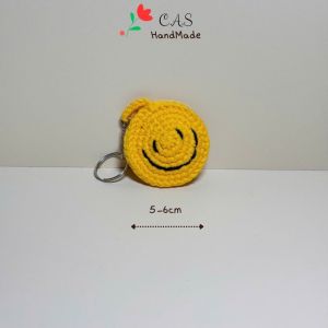 [Có sẵn] Móc khóa mặt cười len cotton milk 125g đáng yêu móc chìa khóa handmade