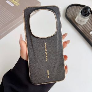 For Honor Magic 8 RSR Case Fashion Vegan Leather Silicone Electroplated Soft Frame Phone Cover Fingerprint-Resistant Bumper