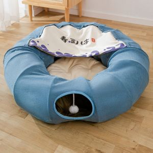 3-in-1 Cat Bed & Play Tunnel for Pets Suitable for Cats Dog Detachable Cat Bed foldable Dragonmall
