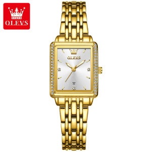 OLEVS 9995 Women Quartz Fashion Watch Gift Rectangular-dial Stainless Steel Watchband Wristwatch