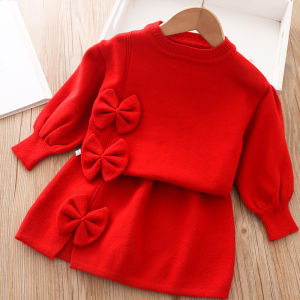 Girls Clothing Set 2-Piece Long Sleeved Sweater Set Autumn/Winter Sweatshirt+Skirt Set Childrens Clothing for the Start of Schoo2026