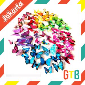 GTB - R006 1 Set 12 Pcs Stiker Dinding 3d Wallpaper Hias Kupu - Kupu Import Murah