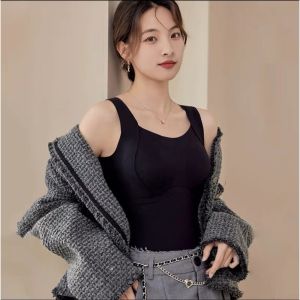 『Brelira』Winter Warm Underwear Wool Silk Thermal Inner Wear Vest Heating Body Slim Women With Chest Pad Tank Tops
