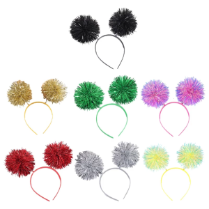 Christmas Tinsel Bouncing Ball Shape Hair Hoop Women Makeup Headband for Festival Performances Hair Accessories
