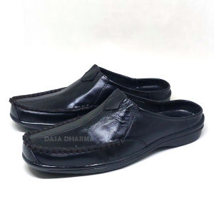Sandal Bustong Kulit Bapak Bapak Hitam