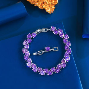 SEQUITO Delicate White Gold Plated Bracelet Pave Setting Multicolor AAAAA Cubic Zirconia Waterdrop Cut Wedding Jewelry B404
