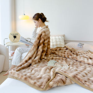 KS ผ้าขนสัตว์กระต่ายสุดหรูสำหรับงีบสบายๆบนโซฟาหรือเตียงนุ่มและอบอุ่น