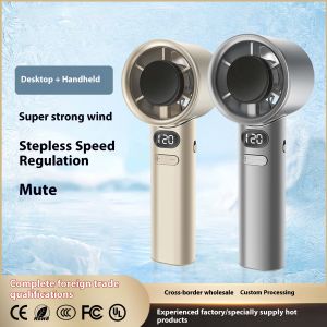 【Turbo Hurricane】Popular handheld small fan high-speed digital display with high wind power 120-speed stepless speed regulation portable office desktop summer cooling artifact
