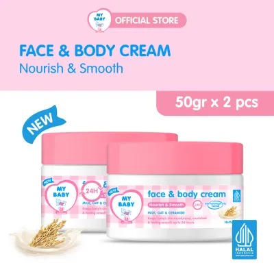 MY BABY Face & Body Cream Nourish & Smooth [50 g / 2 pcs] - Cream Lotion Ceramide Oatmeal Milk - Exp: 05.2027
