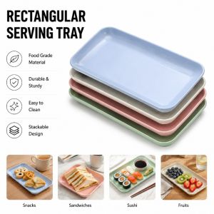 Wheat Fiber Rectangular Saucer Plate Dumplings Sushi Fruit BBQ Fish Steak Dish Unbreakable Dishware
