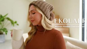 Ekouaer Womens Turtleneck Tops Ribbed Pullover Sweater Long Sleeves Shirts Midweight Thermal Underwear Blouse