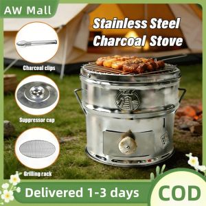 Multi-Functional Charcoal Stove Home Camping Wild Cooking Stove Heating Tea Brewing Fireplace Stove Platform