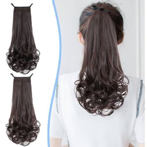 Women Ponytail Wig Long Curly Clip in Ponytail Hair Extensions Ponytail Hairpiece Wigs Drawstring