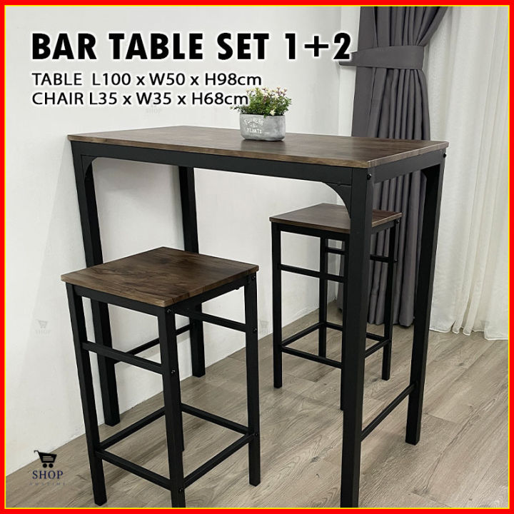 (Pre Order) Modern High Bar Dining Table Set Wooden Coffee Bar Table