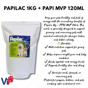 Papilac Pet Milk 1kg + Papi MVP 120ml Vitamins for Puppies