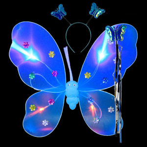 JACIRCLE Butterfly wings fairy costume set led skirt hair hoop fairy wand three lighting modes double layered non toxic sulit budol matibay birthday party halloween