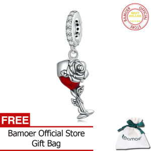 BAMOER 925 Sterling Silver Glass Cup Pendant Charm For Women Bracelet DIY Accessories Fashion Jewelry SCC2355