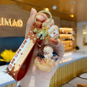 Boba Milktea Keychain Boba Keyring Bubble Pearl Milk Tea Bear Floating Liquid Keychain Pendant Cute Drink Bottle Keyring Boba Milk Tea Keyring Boba Cute Keychain Boba MilkTea Keychain Cute Bear Bubble Tea Key Ring Boba Milk Keychain 珍珠奶茶钥匙圈奶茶钥匙圈