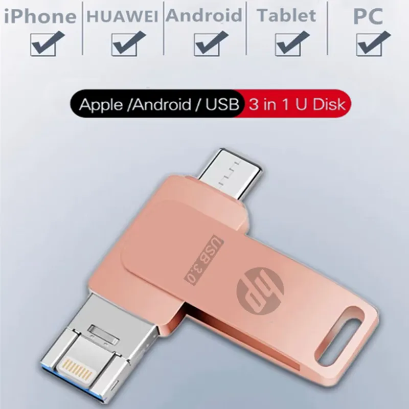 3-in-1 2TB USB 3.0 Flash Drive For IPhone, IPad, Android, PC – External Photo Storage Stick