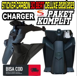 STRIPING STICKER CARBON 3D PELINDUNG DASHBOARD BEAT DELUXE 2020-2023 PAKET KOMPLIT