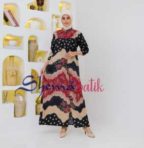 GAMIS BATIK SERUT MERAH DELIMA LENGAN KARET GAMIS KONDANGAN BUSUI MASA KINI