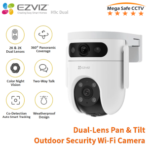 EZVIZ H9c DUAL 2K & 2K Dual-Lens 3MP Pan & Tilt Wi-Fi Camera Weatherproof Outdoor Color Night Vision Ip Security Camera