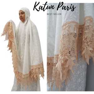 NHM Mukena Dewasa Katun Paris Renda Mukena Putih