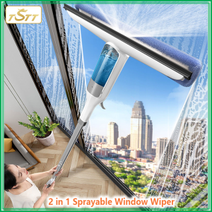 2 in 1 Sprayable Window Cleaner For Washing High-Rise Window Glass Cleaning Brush Kitchen Cleaning Tools Long Handle Glass Wiper Window Washer