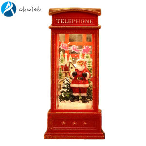 [okwish] Snow Globe Lantern Telephone Booth Designed Christmas Luminous Ornament For Bar KTV Decoration