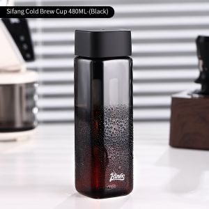 BINCOO Cold Brew Coffee Cup with Strainer Portable Cold Brew Bottle Tritan Material Water Cup for Office Outdoor 480ML